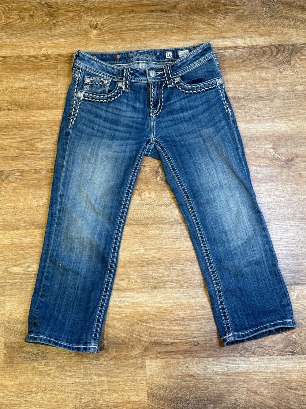 Miss Me Skinny Jeans in Distressed Blue Denim
